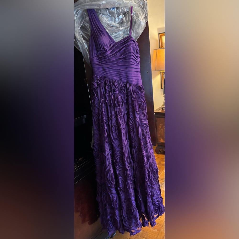 Adrianna Papell One Shoulder Purple Gown Size 8